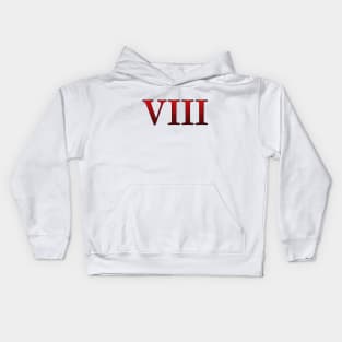 Red Roman Numeral 8 VIII Kids Hoodie